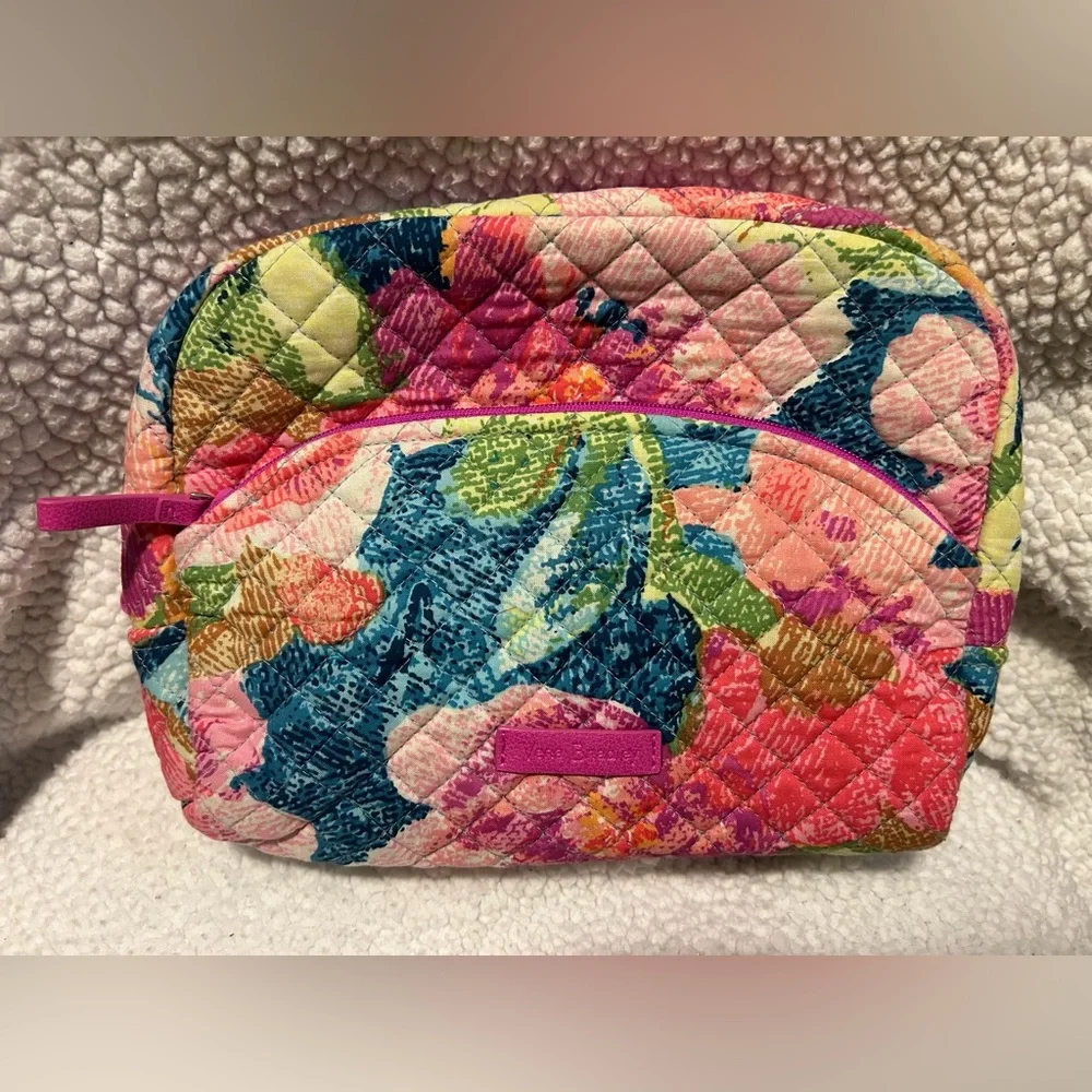 Vera Bradley Floral Quilted Cosmetic Bag - Pink, Blue, Green - Picture 1 of 3